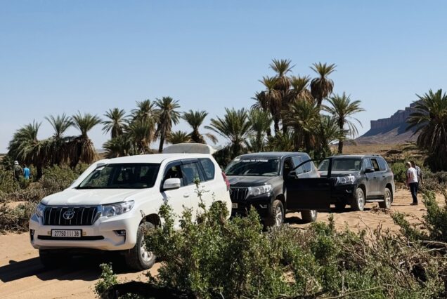 Marrakech, Ait Ben Haddou, Foum Zguid, Erg Chegaga, Zagora, Ouzina, Merzouga, Erfoud, Gargantas del Todra, Valle del Dades, Ouarzazate.