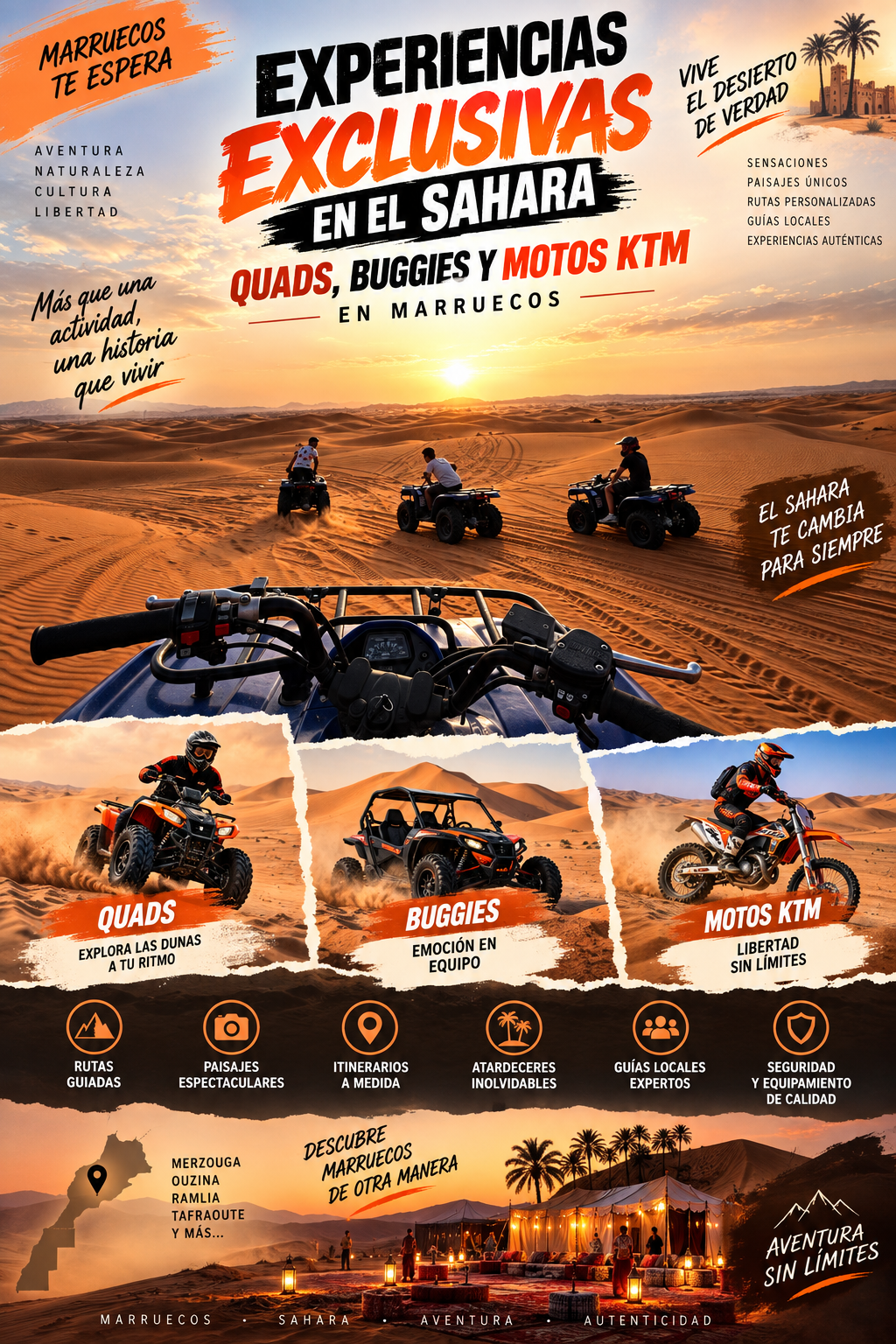 Experiencias Exclusivas en el Sahara: Quads, Buggies y Motos KTM en Marruecos