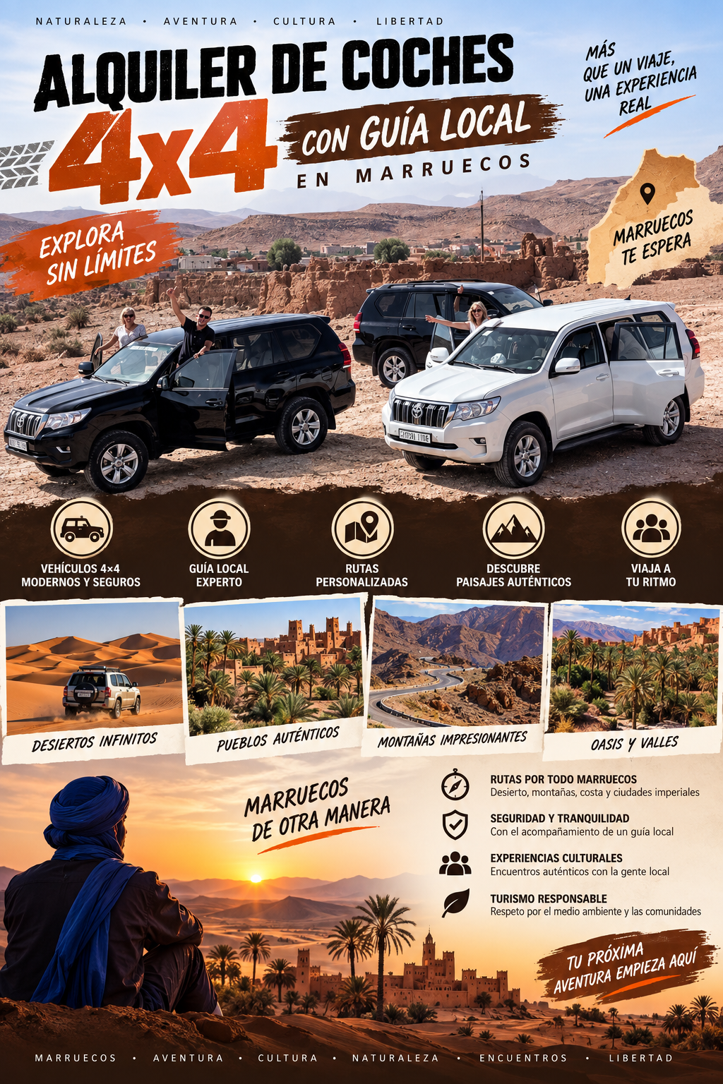 Alquiler de coches 4×4 con guía local en Marruecos