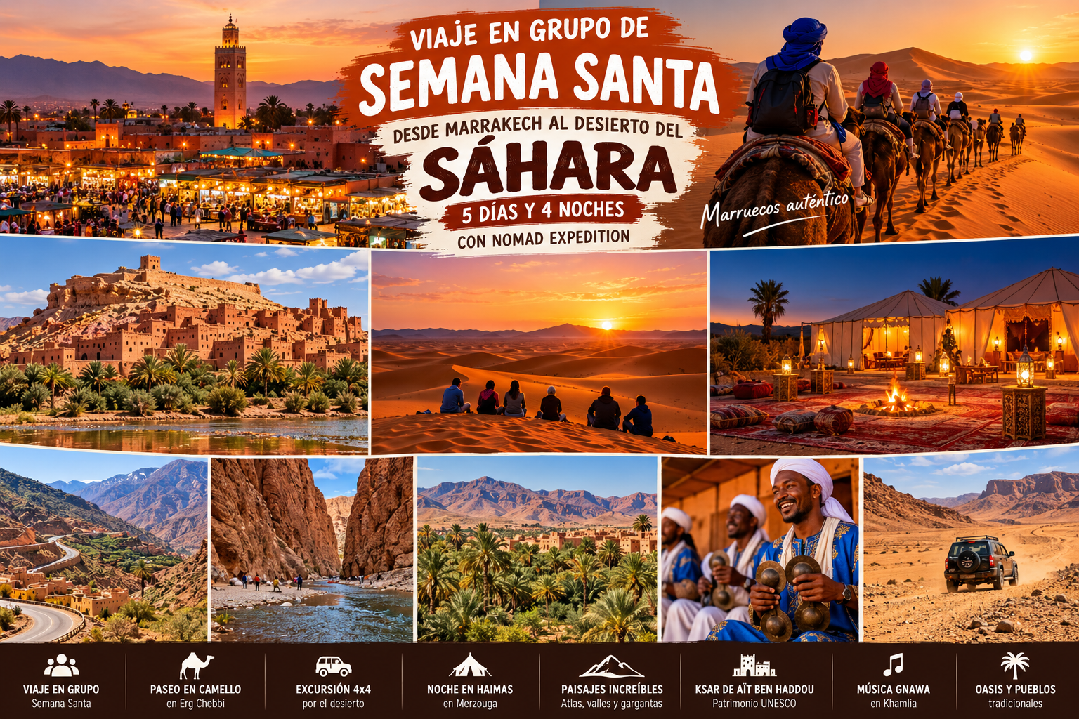 Viaje en grupo de Semana Santa desde Marrakech al desierto del Sáhara