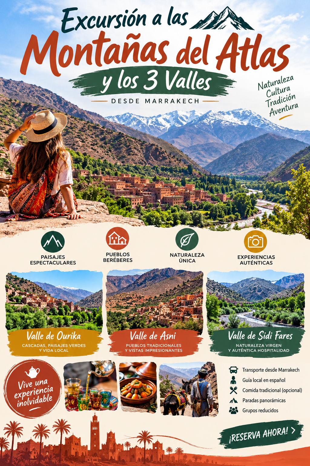 Excursión a las Montañas del Atlas y los 3 Valles desde Marrakech