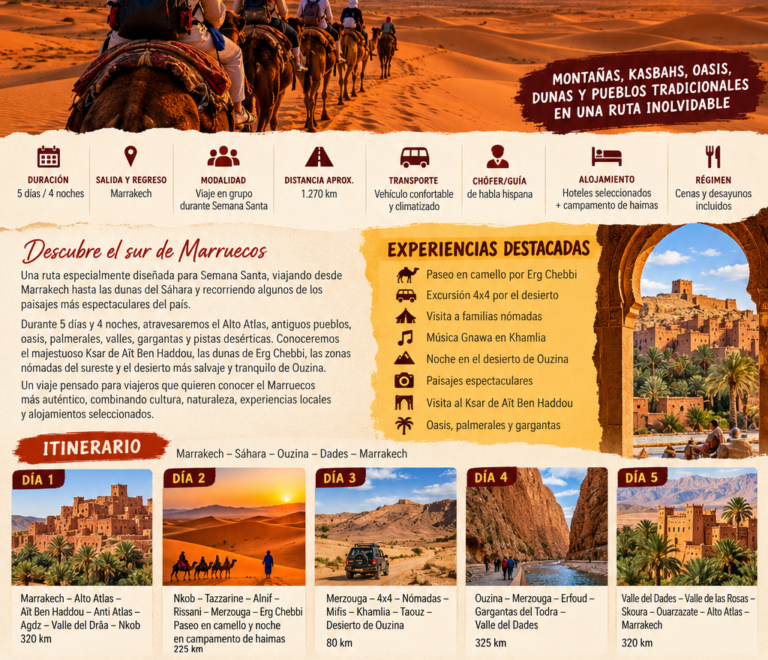 Viaje en grupo de Semana Santa desde Marrakech al desierto del Sáhara