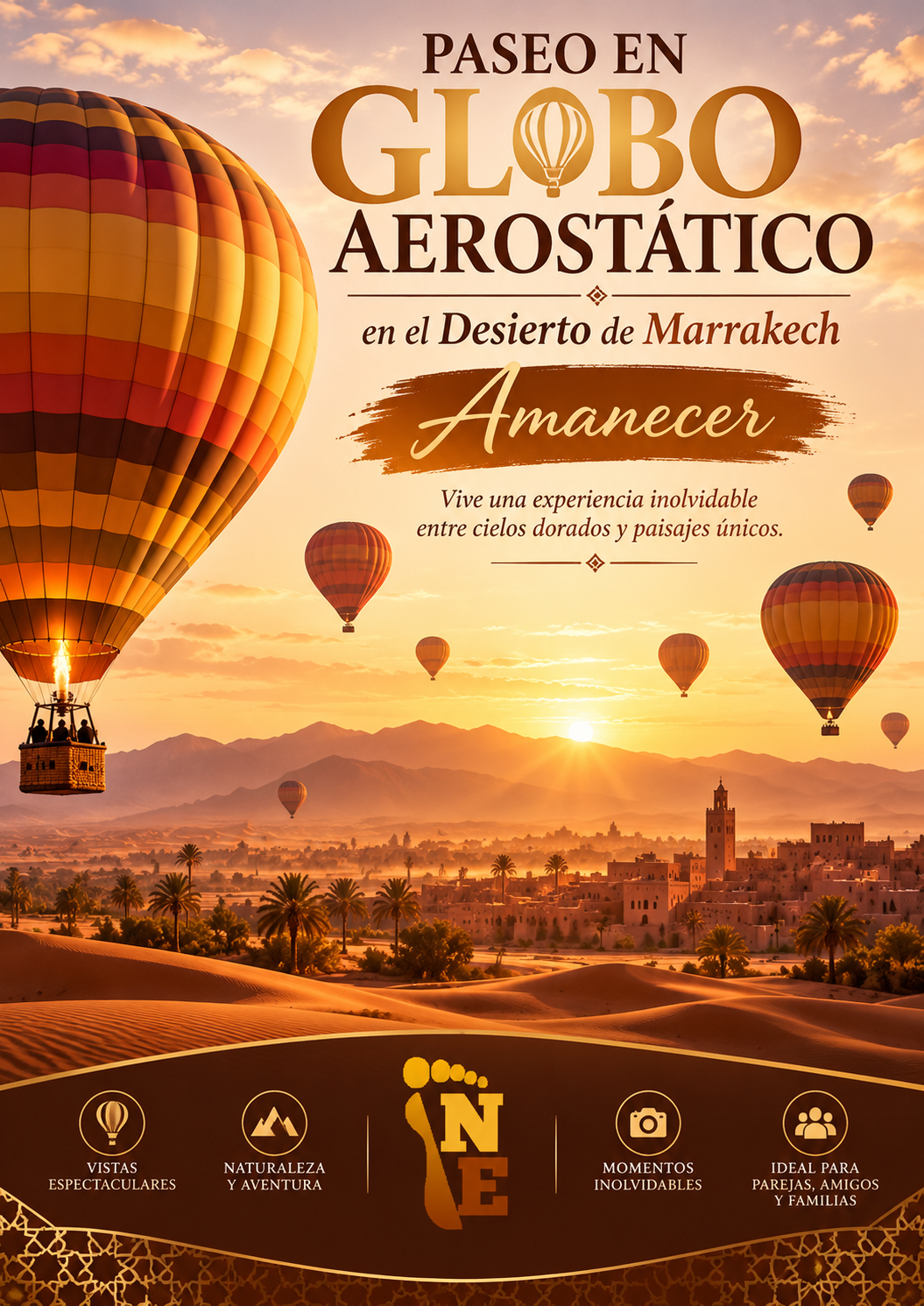 Paseo en Globo Aerostático en el Desierto de Marrakech Amanecer